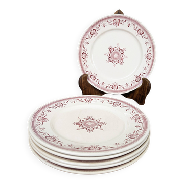 6 dessert plates Terre de Fer Creil and Montereau - Amiral decoration