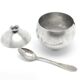 Mid-century modern sugar bowl, silver-plated brass, Poland, 1960s