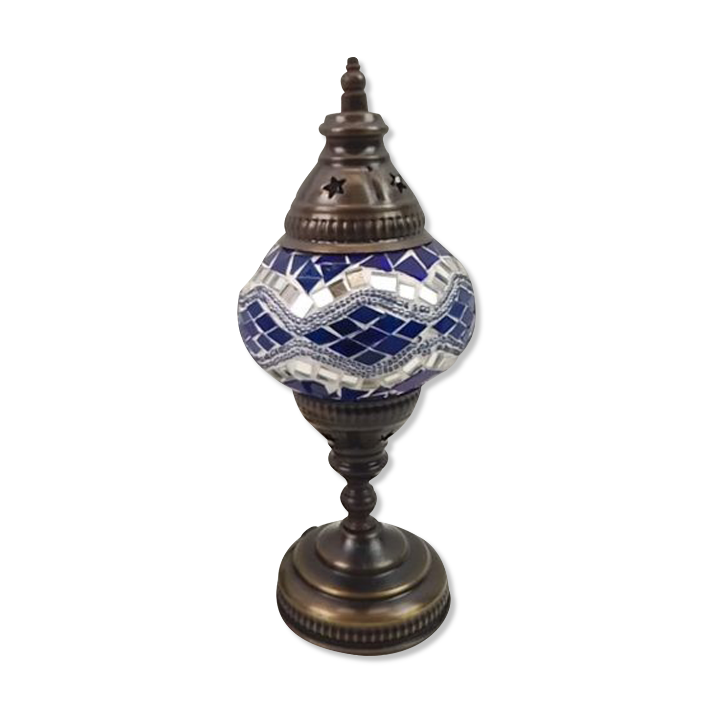 Blue mosaic deco brass lamp