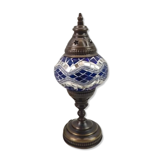 Blue mosaic deco brass lamp
