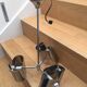 Vintage hanging lamp with 3 70s design steel bulbs