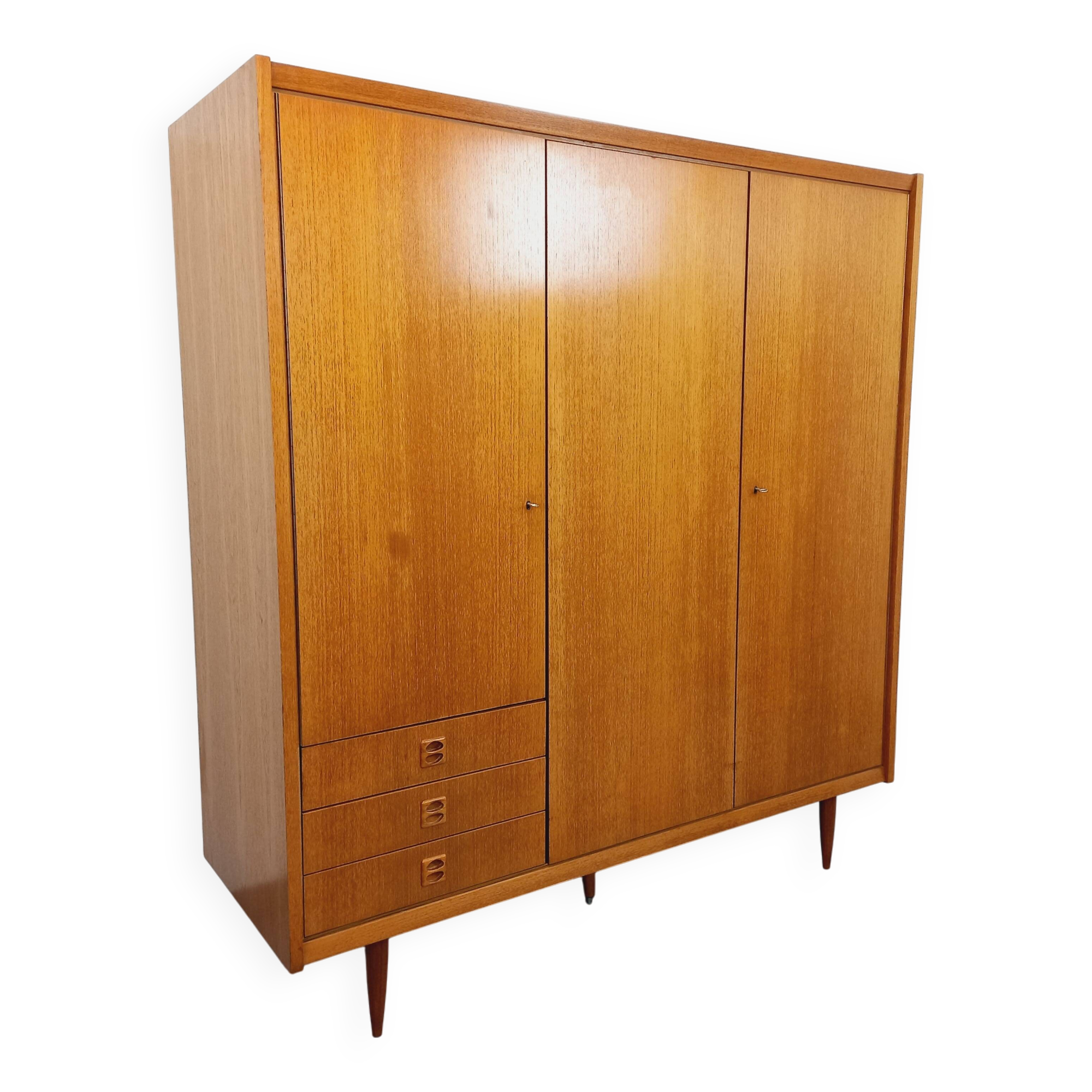 Vintage Scandinavian-style teak wardrobe from the 1960s