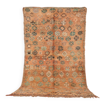 Tapis marocain vintage pêche 158 x 287 cm, tapis en laine berbère, tapis boho fait main