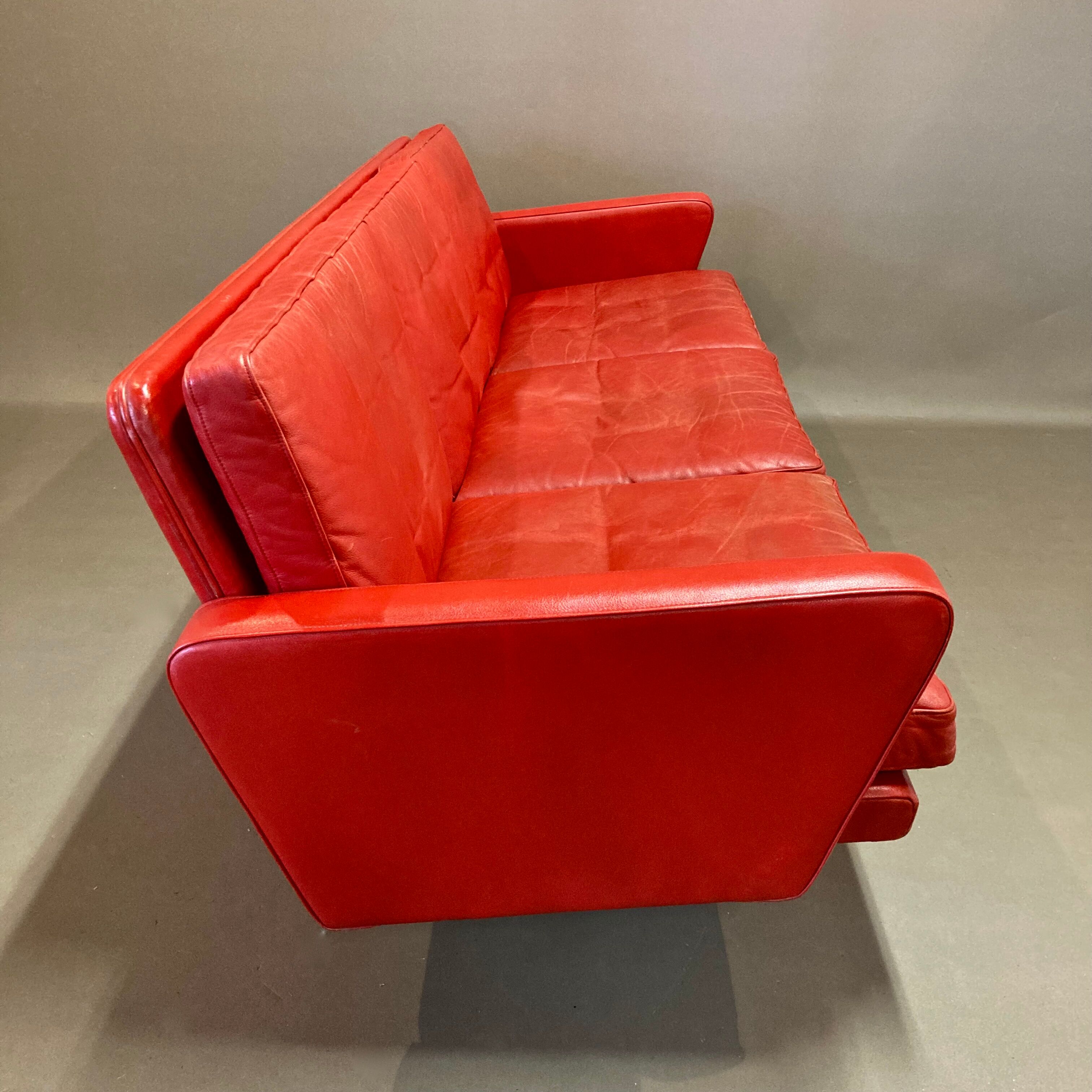 Sofa 3 places leather and chrome design 1950