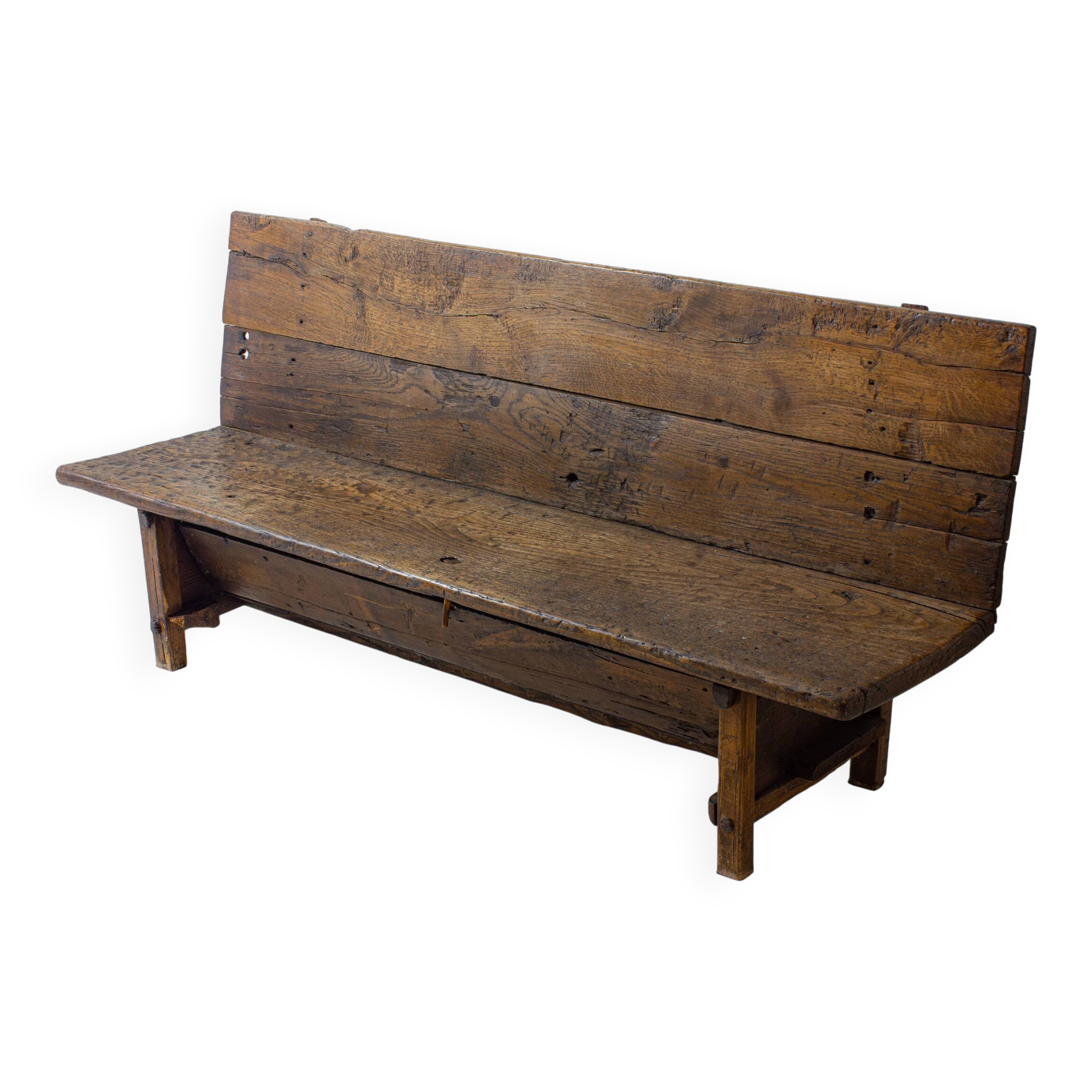 Early 1900s Art Populaire French fermette bench