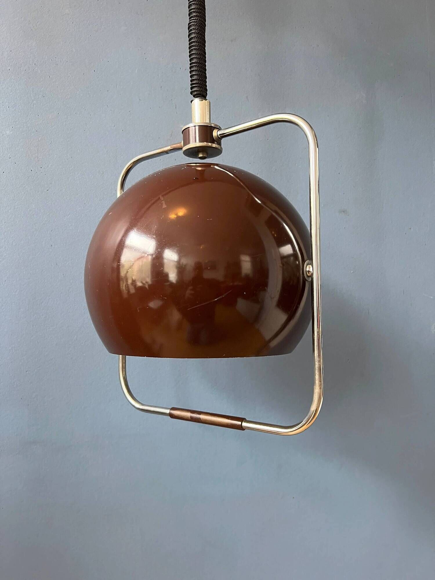Vintage brown GEPO suspension | Space Age light fixture | Mid-Century Modern ceiling light