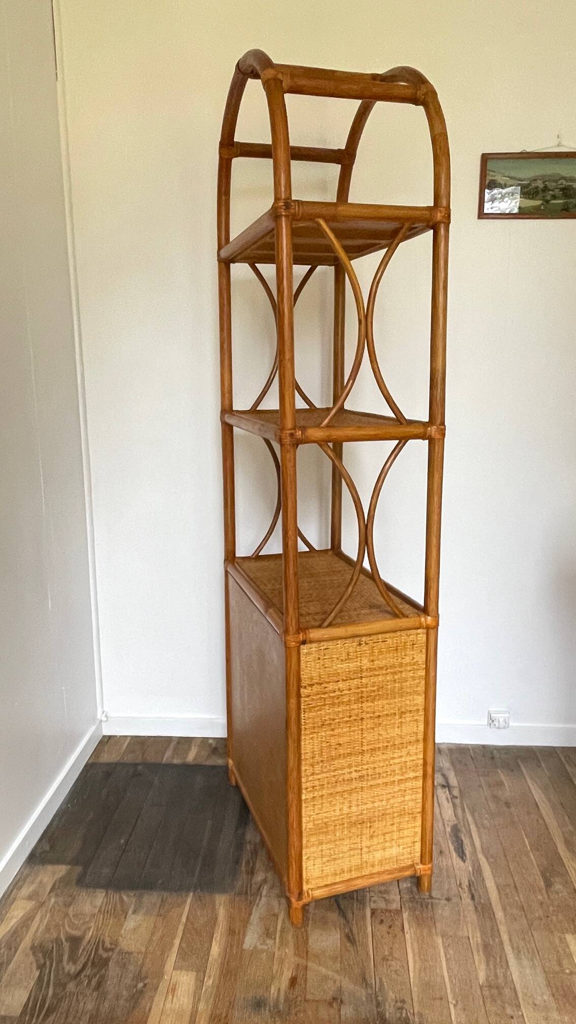 VINTAGE Bamboo Wicker Shelf