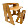 Mid century modern foldable wooden desk & chair set