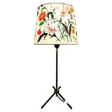Mid-Century Modern Table Lamp in Brass with Vintage Gucci Shade
