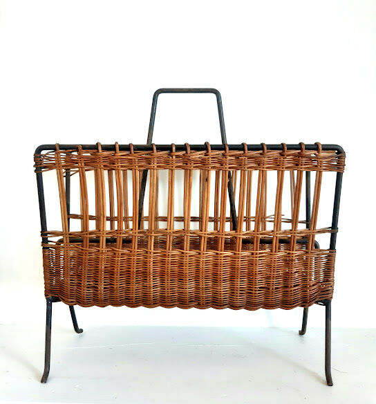 Iron and rattan magazine holders 1950