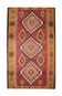 Vintage Red Orange  Kilim Rug 1980s Wool Tribal Flatweave 287 x 150 cm