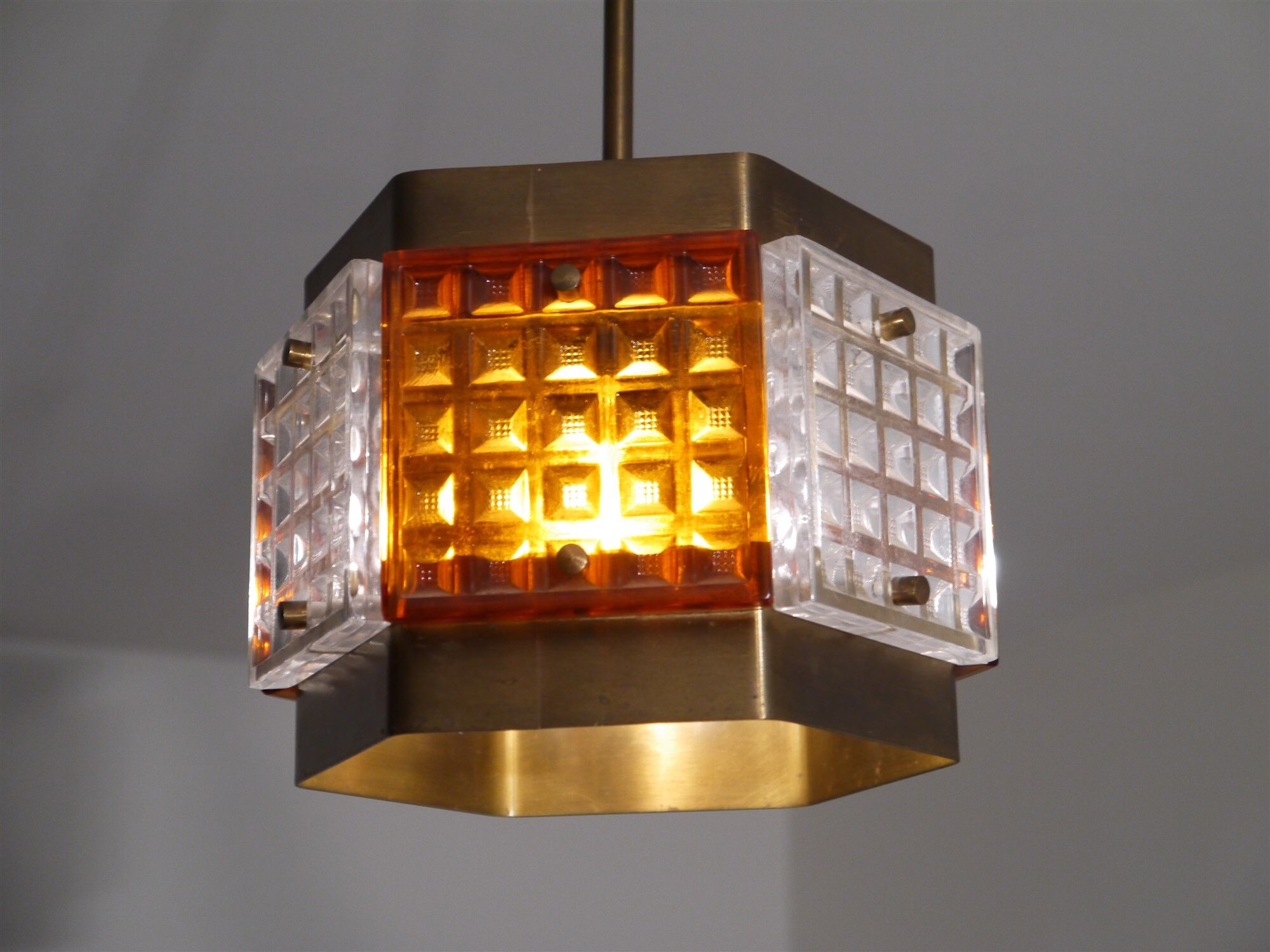 Vintage brass and glass suspension