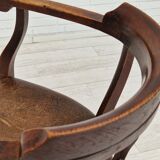 Scandinavian armchair, original condition, leather, oak wood, 1950s,