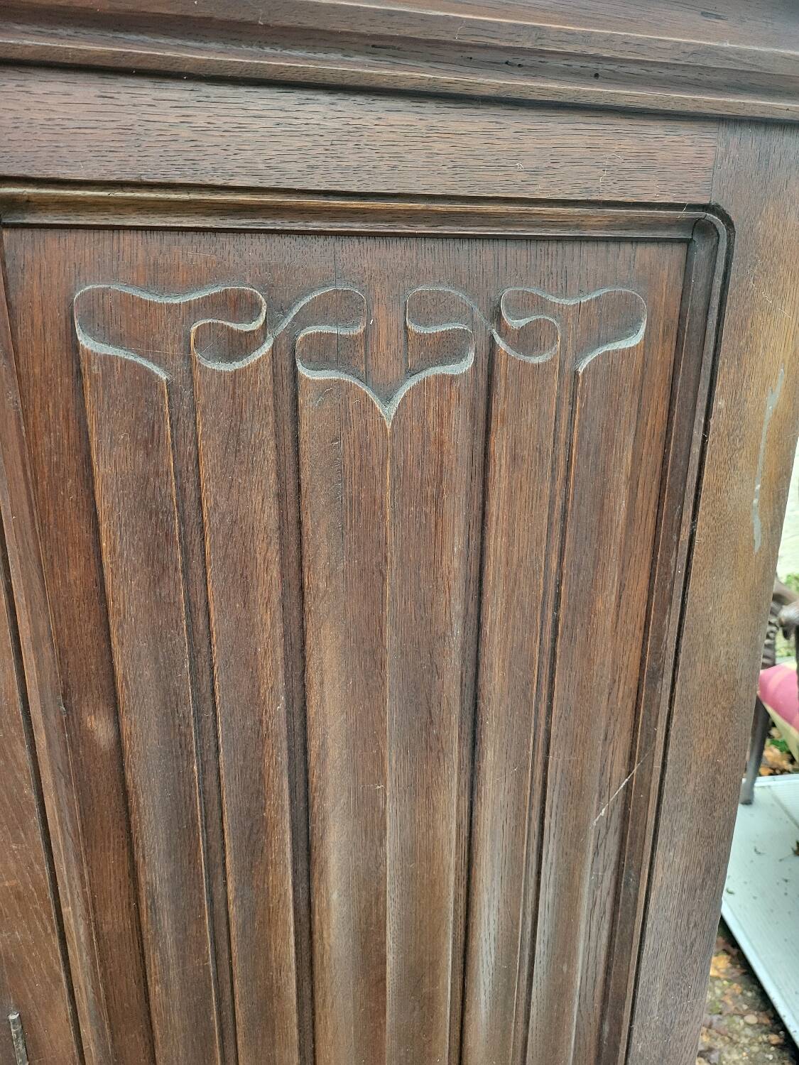 Large buffet / carved oak wardrobe – Neo-Gothic decor –