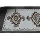 1970s Vintage Turkish Oushak Handmade Wool Cotton Blue Runner Rug 91x352