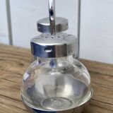 German salt and pepper shaker WMF in metal and glass, 1970