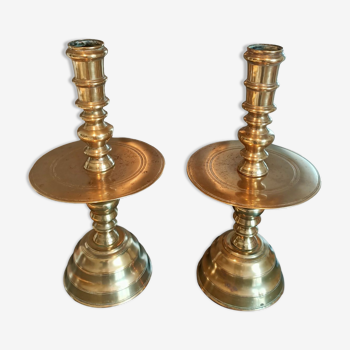 Pair of Flemish candle holders