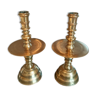 Pair of Flemish candle holders