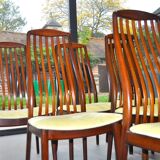 Set of six teak dining chairs
