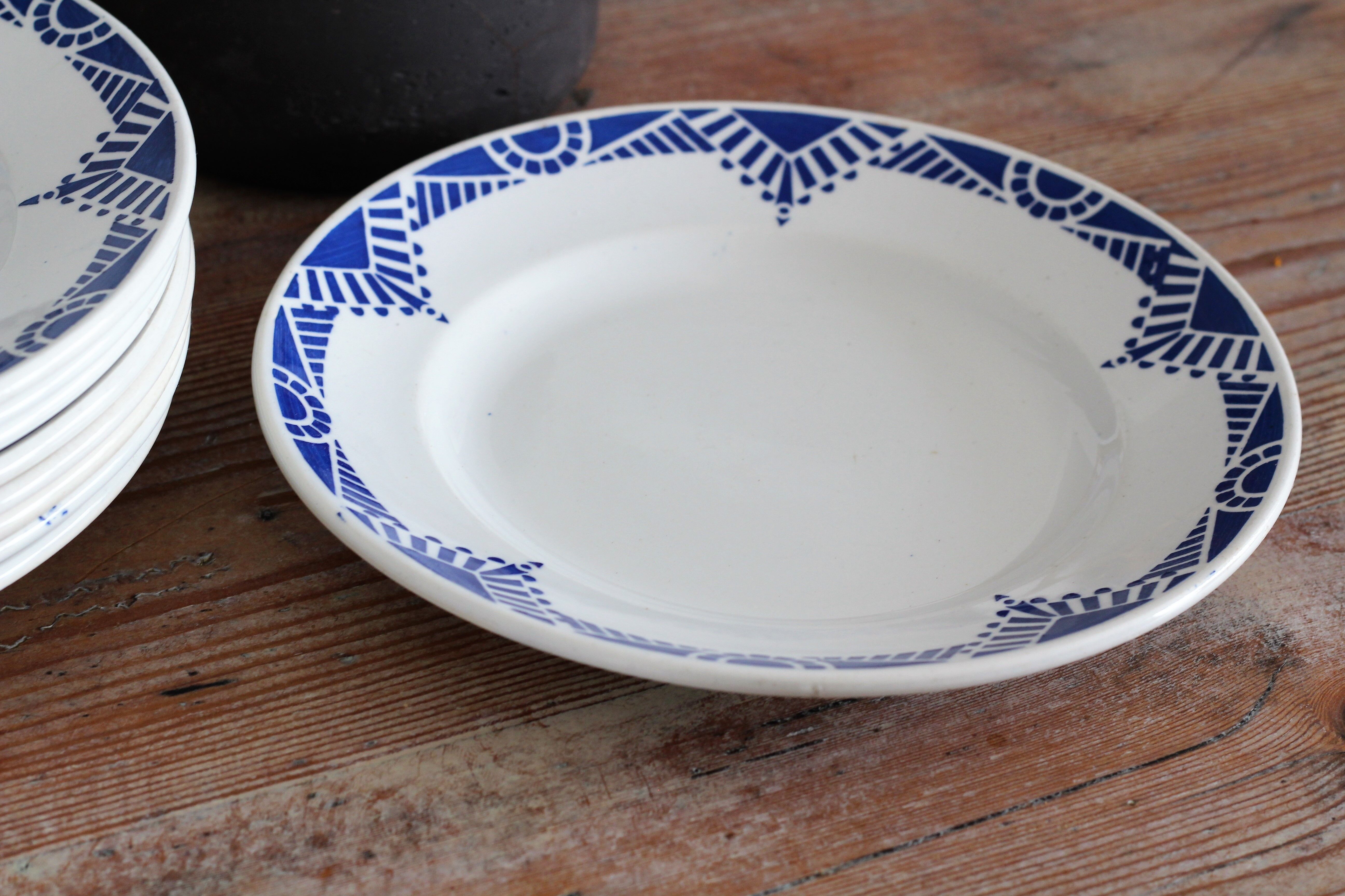 Lot of 9 art deco plates Moulin des Loups