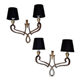 Genet and Michon pair of art deco wall sconces, bronze