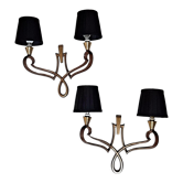 Genet and Michon pair of art deco wall sconces, bronze