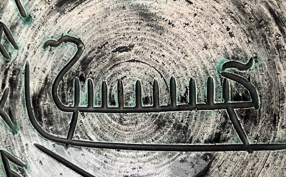 Mid-Century Handmade Ceramic Wall Plate with Viking Patterns from Arol, Norway, 1960s