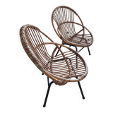 Two rattan armchairs