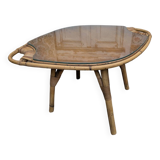 Table basse rotin et verre