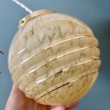 Vintage art deco globe pendant light in yellow and gold Clichy glass