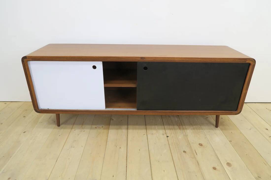 Black and white teak sideboard, 1960s