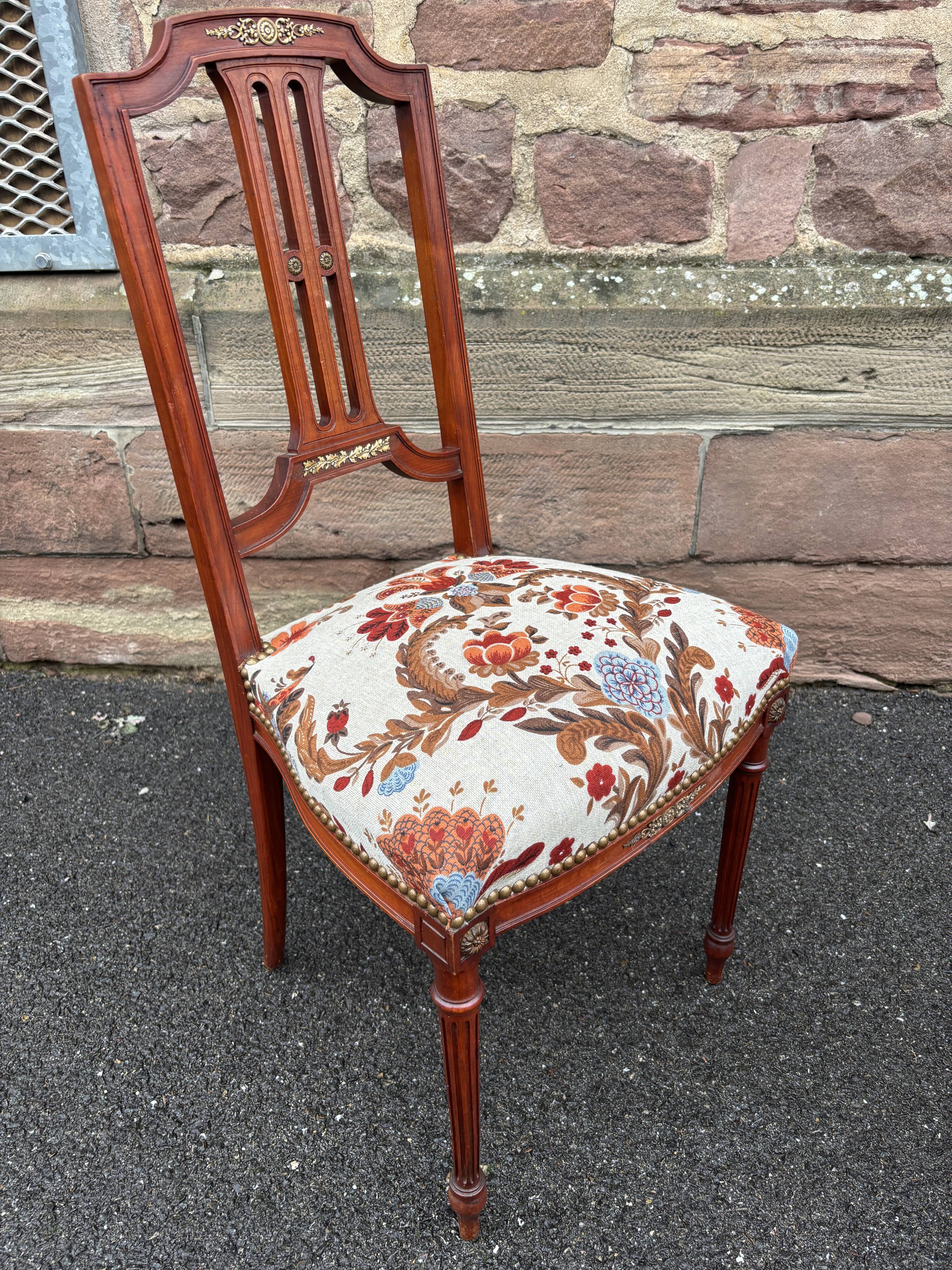 Pair of Louis XVI Napoleon III Chairs Mahogany 1920s Valet de chambre