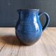 Vintage Blue Stoneware Jug with Grape Cluster Pattern, Ceramic Vase