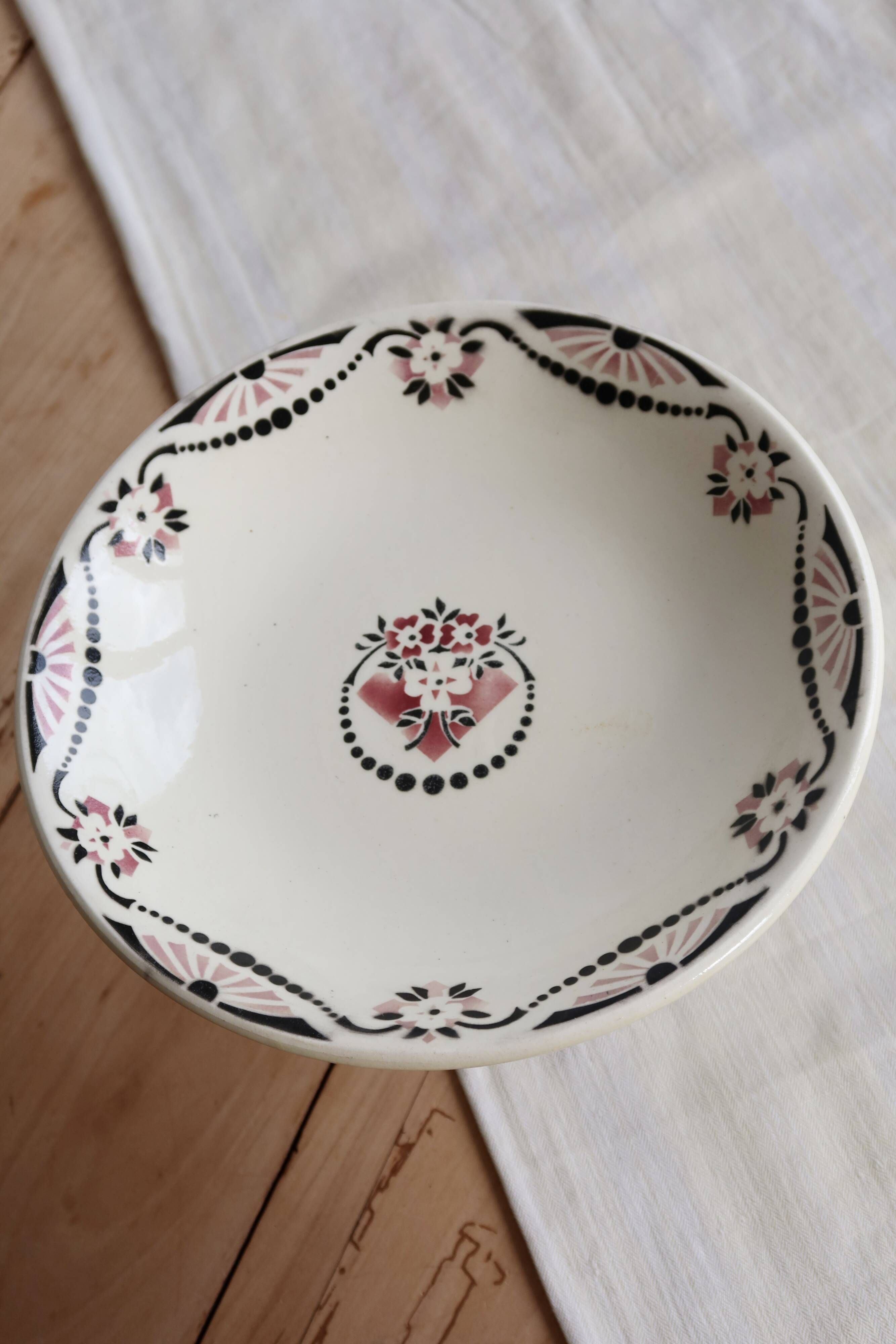 Compotier vintage terre de fer Saint Amand Art Déco