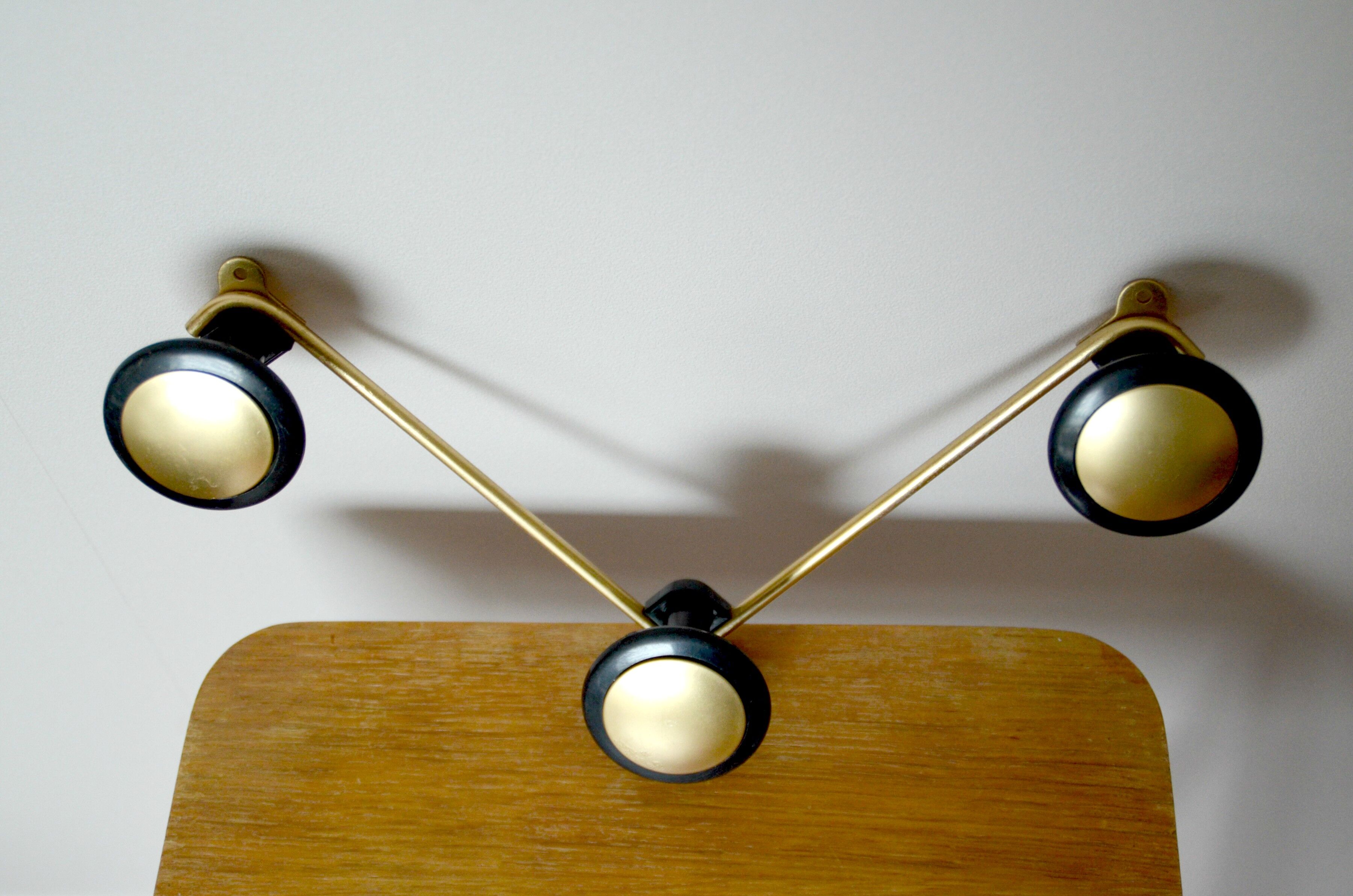 Coat rack, coat hook in gold metal and head black bakelite