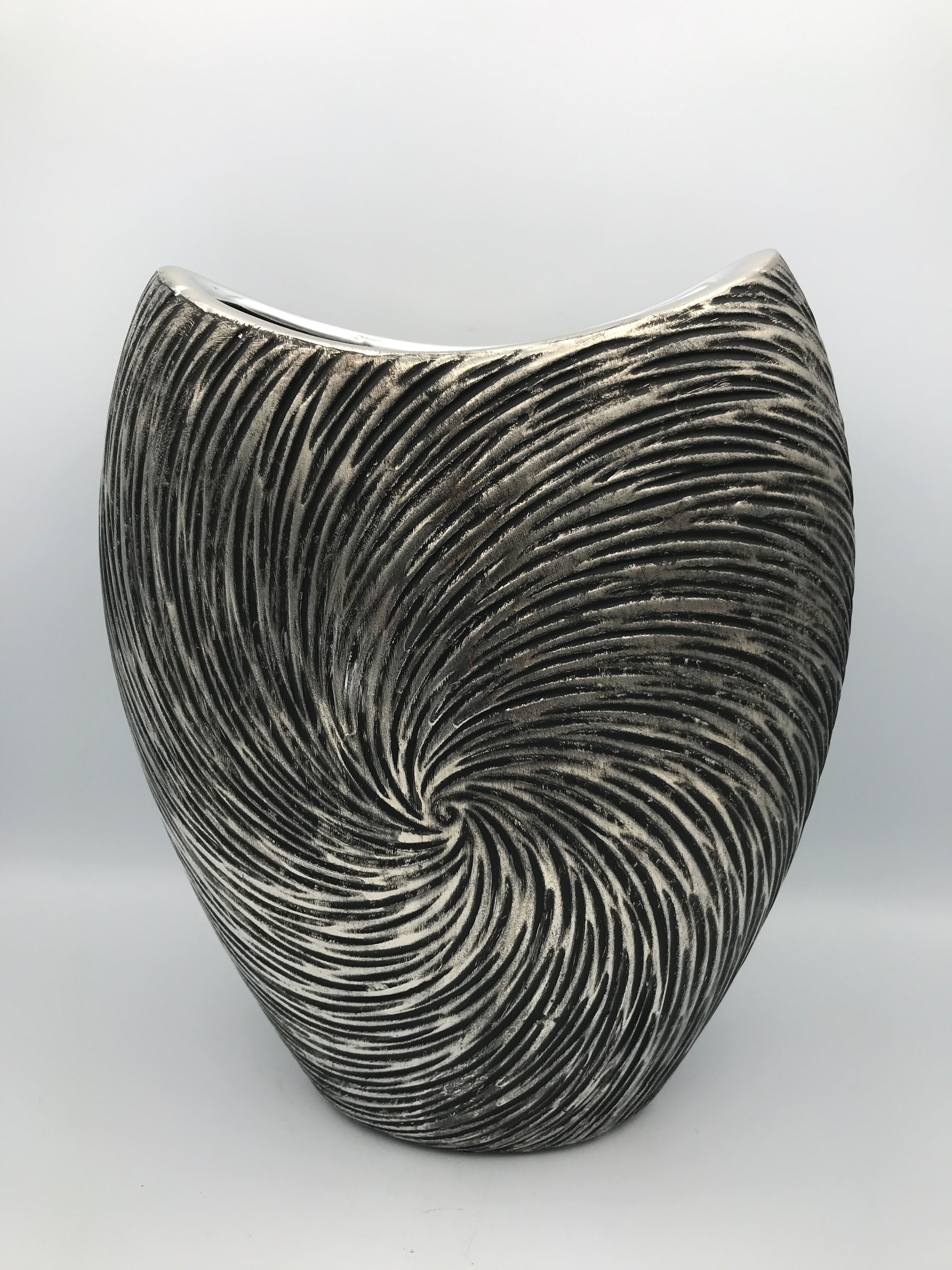 Vase in ceramic form and silver modernist effects 26.5 cm