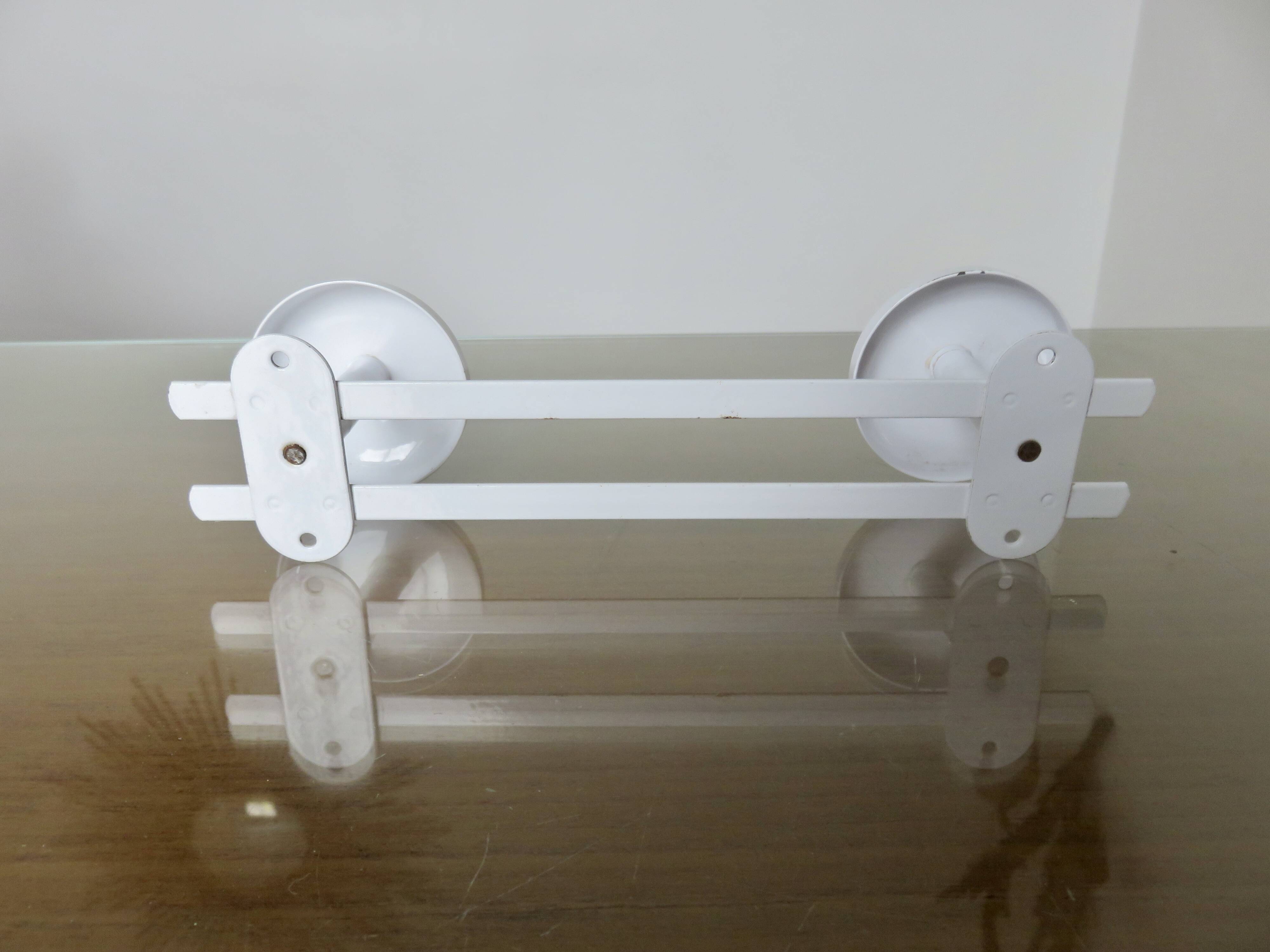 Wall coat rack in white lacquered metal with 2 hooks, 1970s