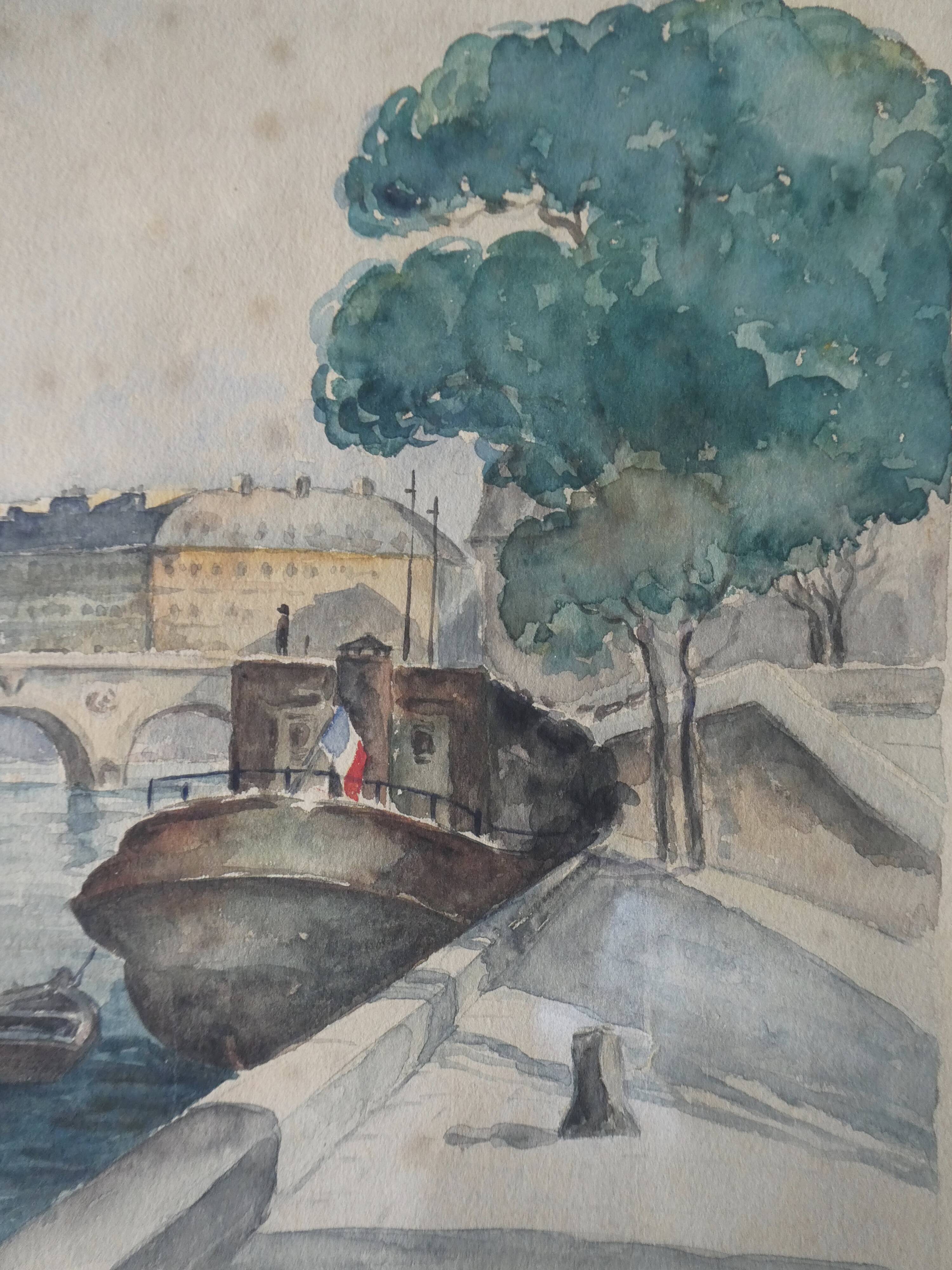 Tableau du pont Saint Michel à Paris, 1950