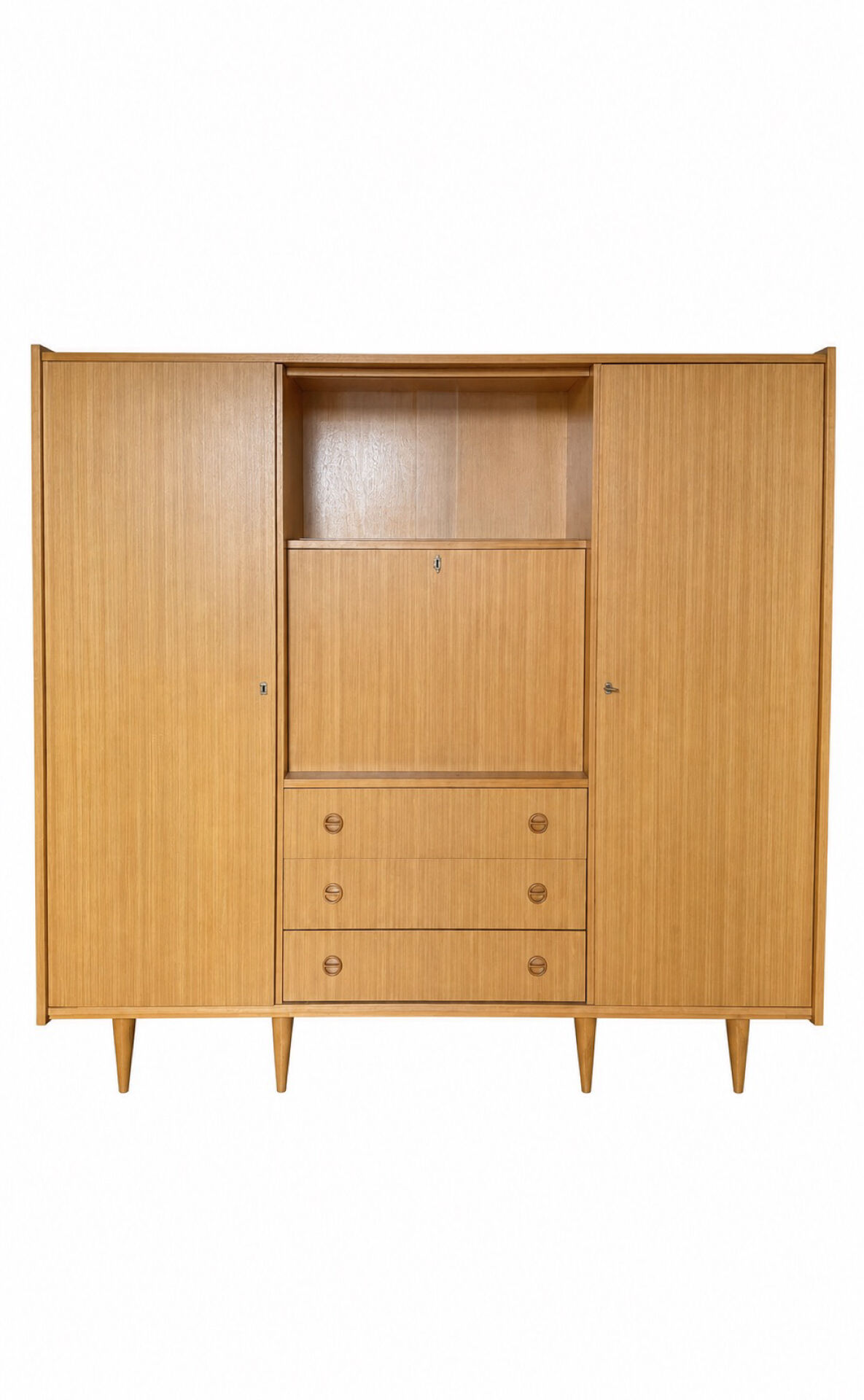 Vintage teak secretary cabinet — 1960s Scandinavian style