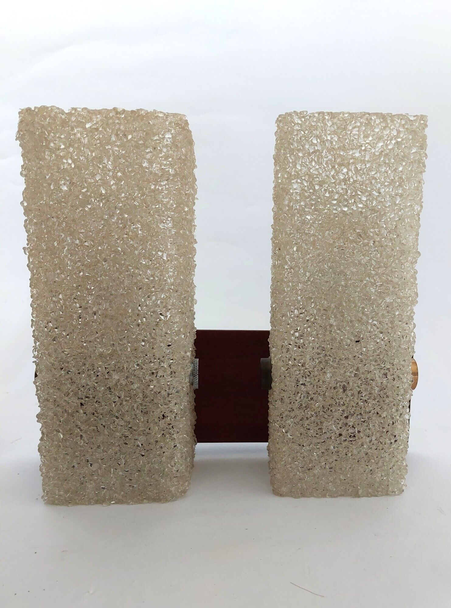 Pair of Scandinavian wall lamps, metal, teak and perspex 1960 vintage