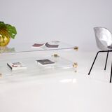 Table basse en plexiglass & laiton Charles Hollis Jones