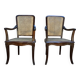 Paire de larges fauteuils cannés d'époque Art Nouveau