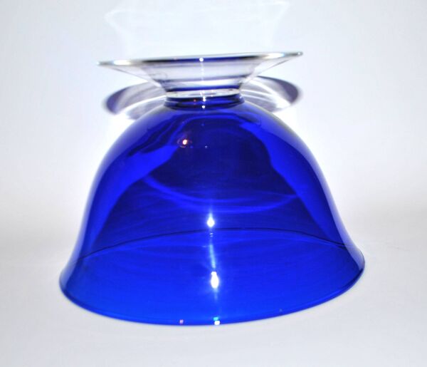 Coupe saladier vintage en cristal bleu de la marque lancel paris