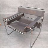 Marcel Breuer Wassily  grey leather B3 Chairs 1980s Italy
