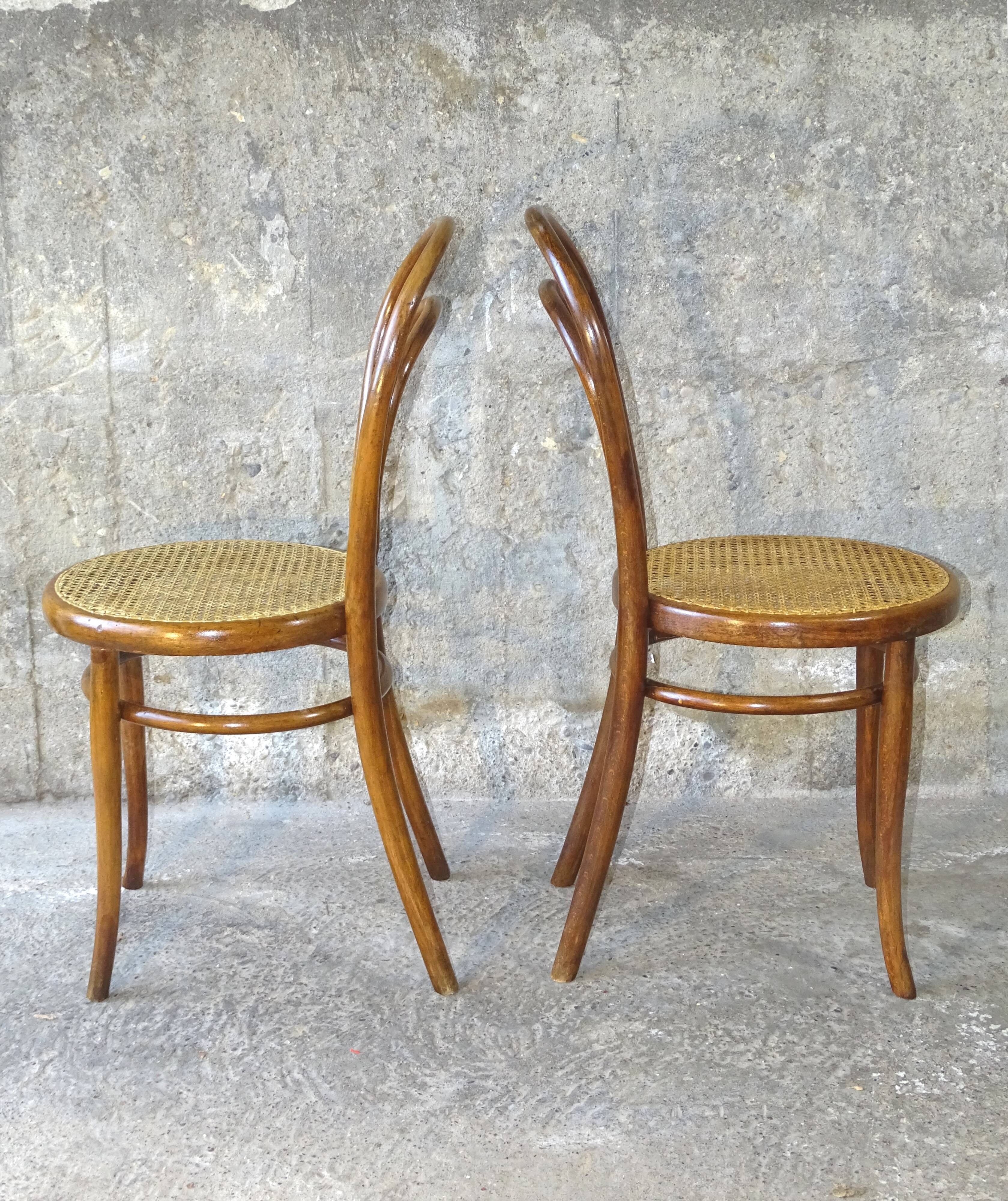 Set de 2 chaises Thonet bistrot cannées N°14 1900