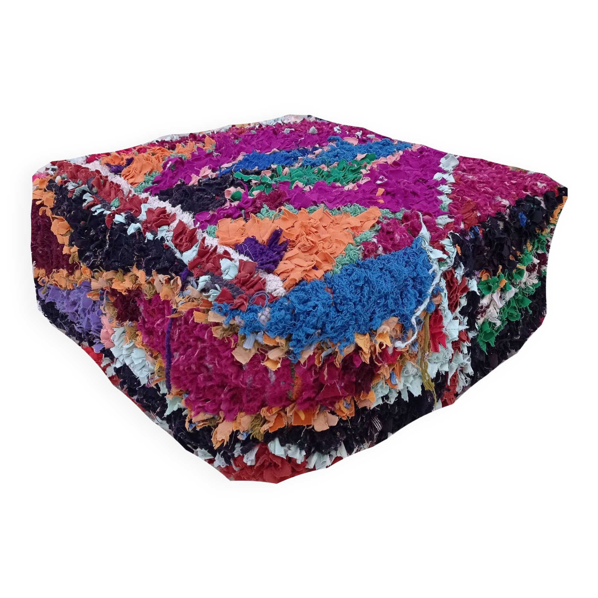 Handmade Berber pouf in wool 60 X 60 X 20 CM