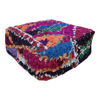 Handmade Berber pouf in wool 60 X 60 X 20 CM