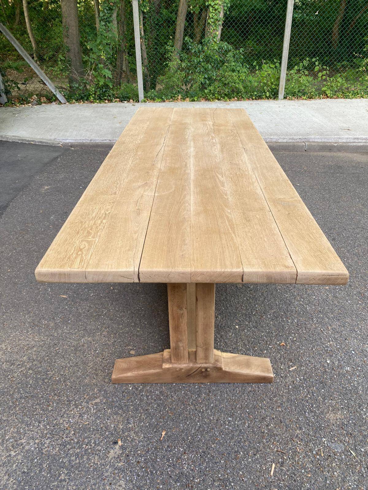 Grande Table de Monastère décapée en chêne massif brut 225cm