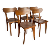 Set of 5 vintage wooden bistro chairs – Baumann style