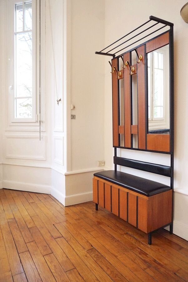 Coat rack with mirror and chest vintage